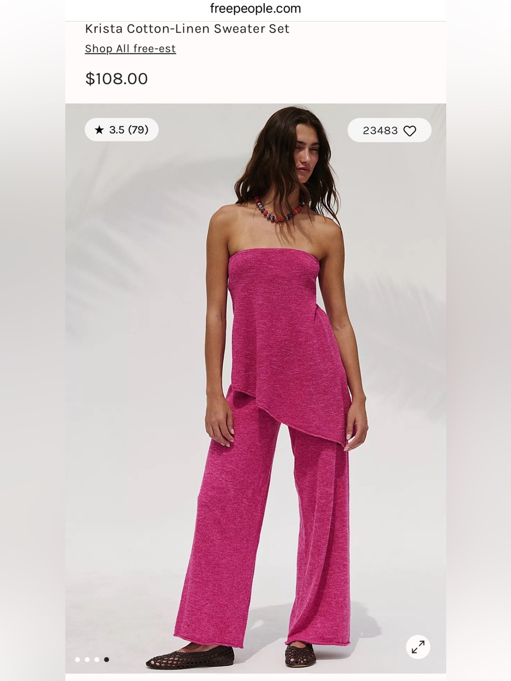 NWT Free People Krista Cotton Linen Red Strapless Pants Set